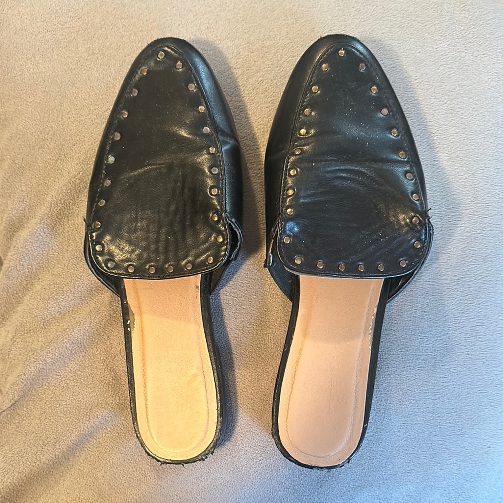 Women's Black Studded Mules